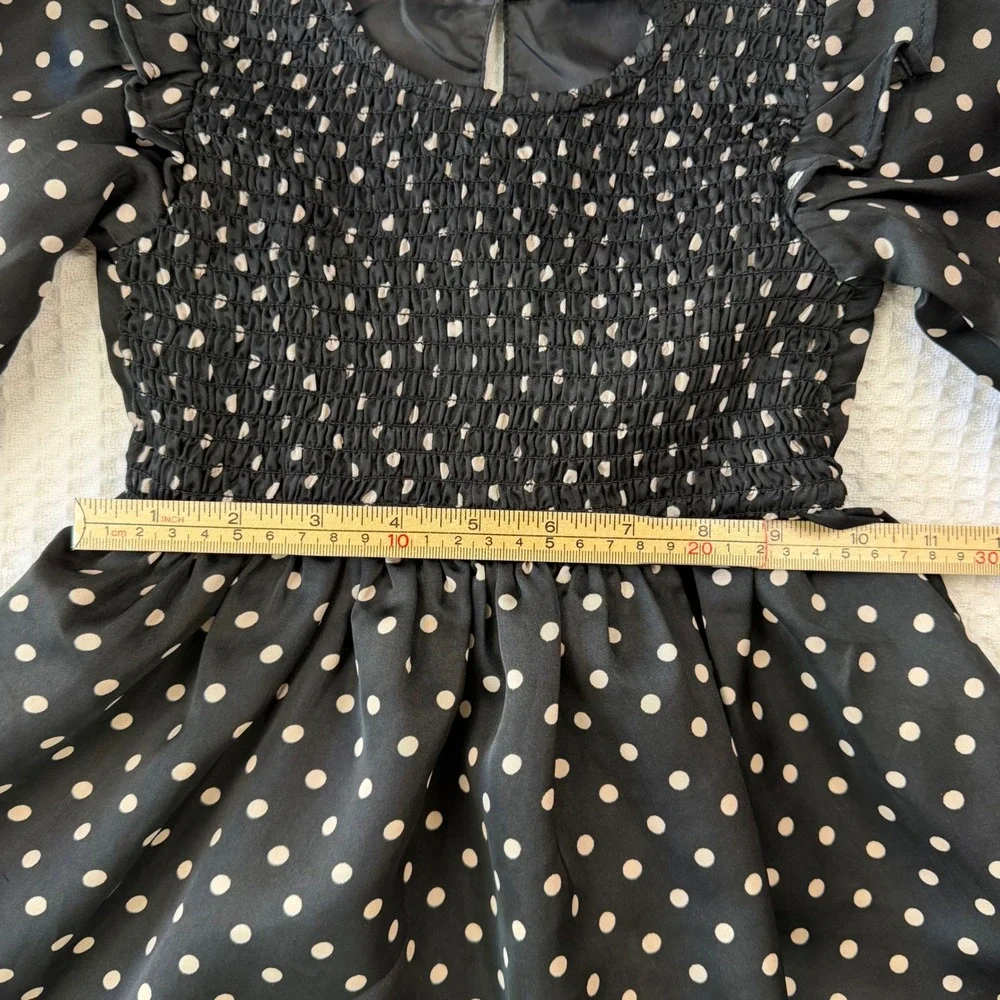Baby Gap Toddler Girls Black Polka‎ Dot Satin Smocked Ruffle Dress 2 Years 2T
